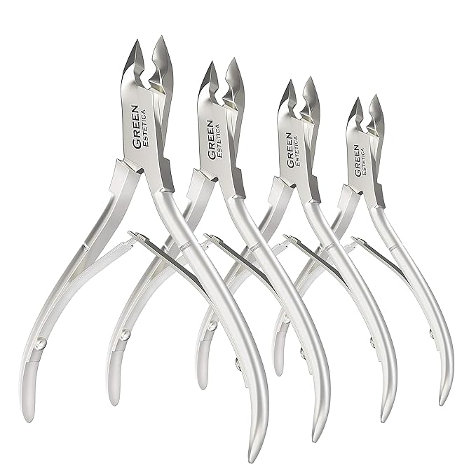 Professional Cuticle Trimmer Nail Cuticle Cutter Stainless Steel Cuticle Nippers with Sharp Blades of Cuticle Remover Clippers Manicure Tools Double Spring - Pedicure Nail Tools (Silve - 4 Pack)