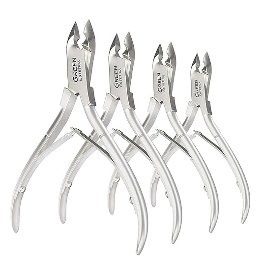 Professional Cuticle Trimmer Nail Cuticle Cutter Stainless Steel Cuticle Nippers with Sharp Blades of Cuticle Remover Clippers Manicure Tools Double Spring - Pedicure Nail Tools (Silve - 4 Pack)