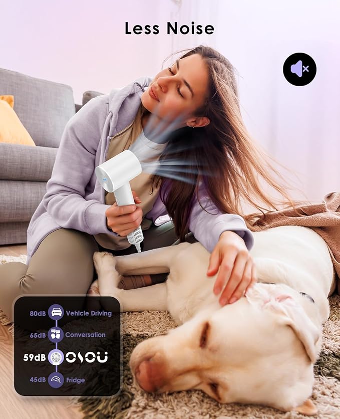 Hair Dryers, Negative Ionic Hair Dryer, High-Speed Blow Dryer with 110, 000 RPM Brushless Motor, Fast Drying Lightweight Travel Hairdryer, Low Noise Home Hair Dryer with Smooth Nozzle