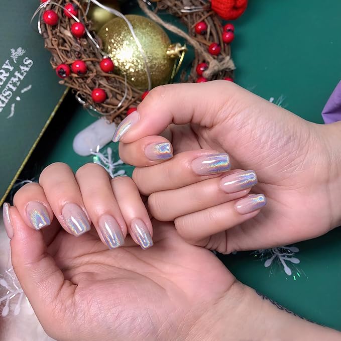 Artdone Chrome Nail Powder Magic White Pearl Kit Mirror Effect Silver Metallic Holographic Dip Nail Powder Decoration Iridescent Aurora Mermaid Pigment