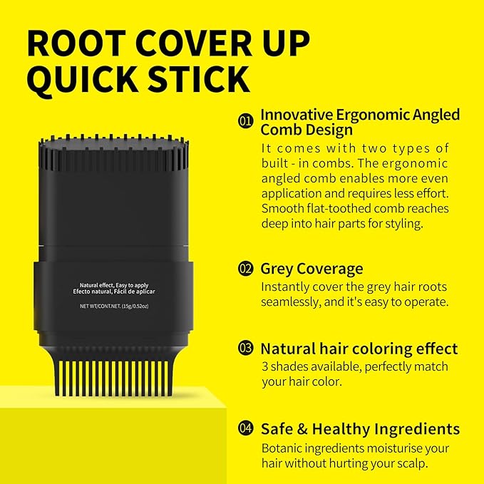 Gowwim Root Touch up Powder, Instantly Gray Hair Cover up Hairline Powder for Women & Men Waterproof and Sweatproof Root Cover Up Long-Lasting for Thinning & Loss Hair (Black4, 15g)