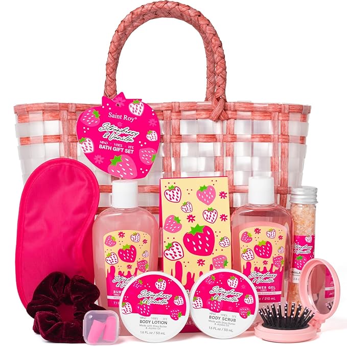 Spa kit for Women, Unique Birthday Gifts for Girl, Christmas Gifts for Women Teen Girls Tote Bag, 13pc spa gift baskets for girls beauty Bag bath products for Daughter, Girlfriend Mother's Day