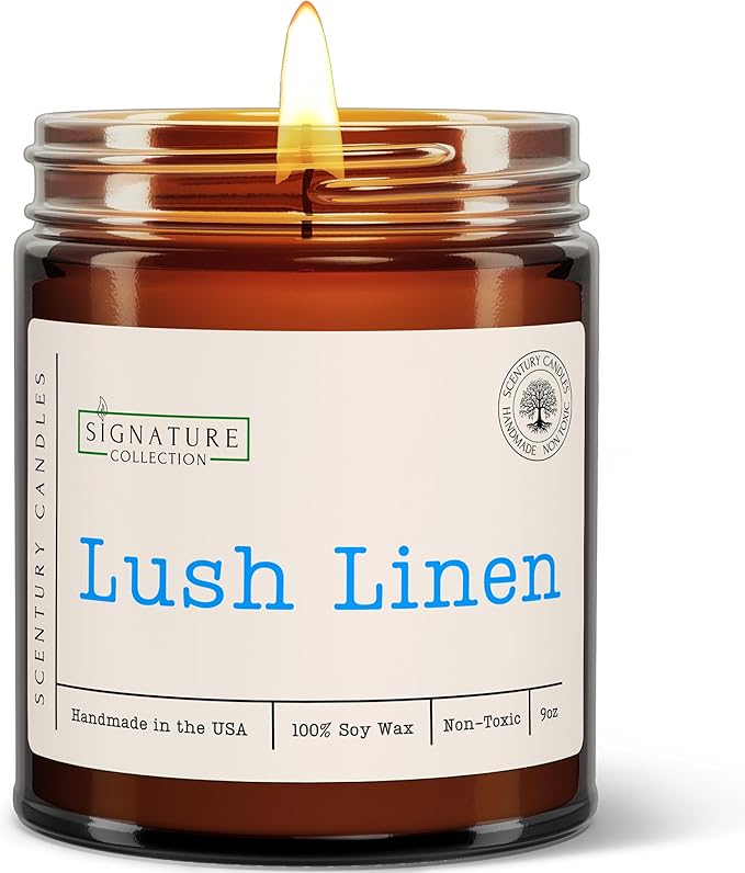Lush Linen Scented Candle, Many Scents to Choose from, All Natural Non-Toxic Soy Wax, Handmade in The USA(Lush Linen)
