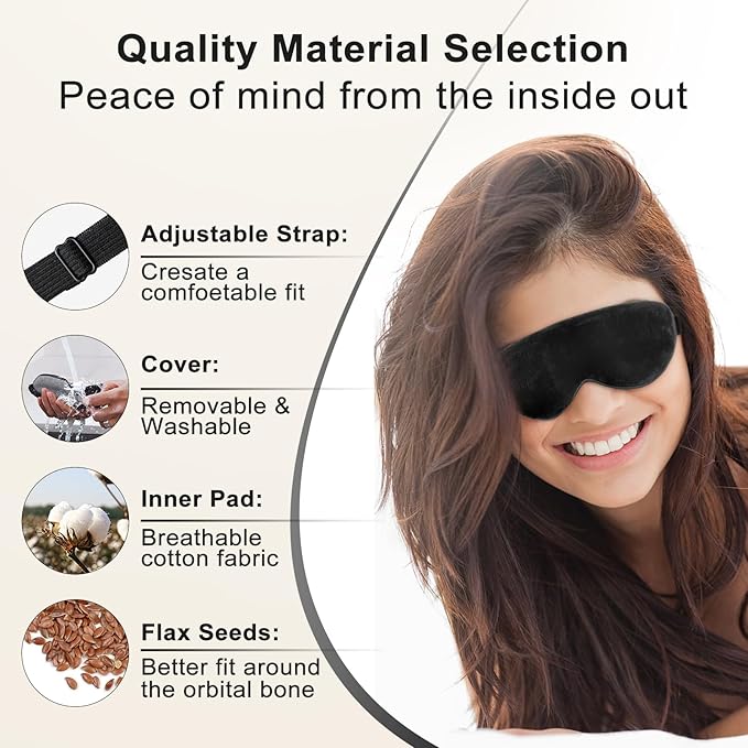 KOVNLO Heated Eye Mask, Washable USB Electric Moist Heat Warm Compress for Eyes, Eye mask with Flaxseed for Dry Eyes, Blepharitis, Chalazion, MGD, Stye Eye Treatment