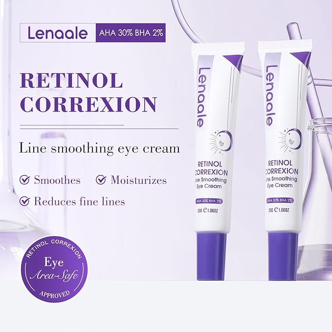 Eye Cream, Retinol Eye Cream for Dark Circles, Puffiness Anti Aging, With Hyaluronic Acid, Peptides, Caffeine Reduces Bags, Smooths Wrinkles & Fine Lines