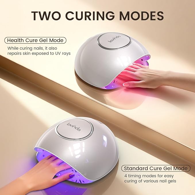 Lavinda 2-in-1 UV LED Nail Lamp with Red Light Skincare, 54W UV Light for Gel Polish Nails, Professional Fast Curing Nail Dryer with Auto Sensor & 4+2 Timer Settings, Nail Art Tools for Salon Home Use
