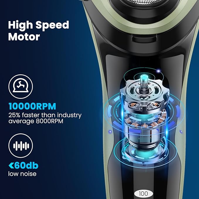 SweetLF Electric Razor for Men with Pop-Up Trimmer, IPX7 Waterproof Electric Shaver, Rechargeable Cordless Shavers for Men, Type-C, 120Mins Runtime, Plug & Play