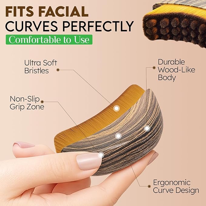 Lymphatic Contour Face Brush for Sculpting – Anti-Puffiness, Detox & Lift, Improves Skin Glow & Absorption – Precision-Fit Massager for Daily Tension Relief (Brown)