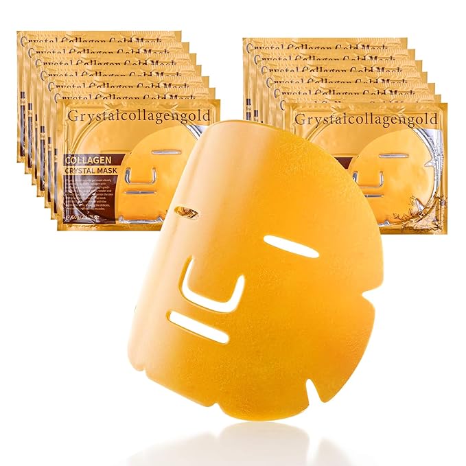 24 K Gold Collagen Face Sheet Mask (15 PCS) - Collagen Anti-Aging Korean Face Sheet Mask for All Skin Types - Facial Sheets of Luxury with Collagen (24K Gold)