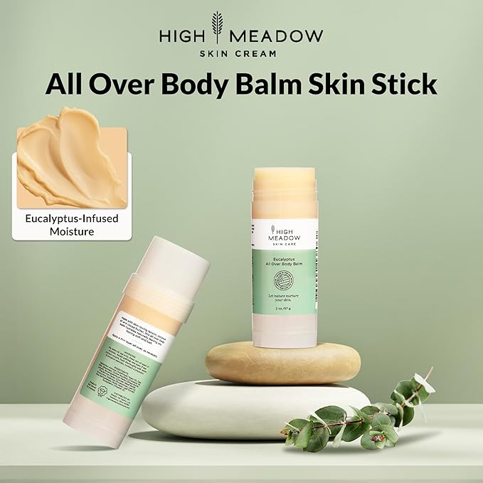 High Meadow Eucalyptus All Over Body Balm Stick - 2 oz | Deep Moisturizing Lanolin, Coconut Oil & Cocoa Butter Blend | Hydrates Dry Skin Naturally | Portable, Non-Greasy & Refreshing