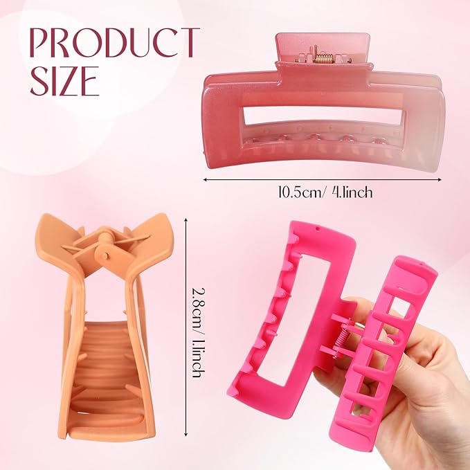 XunYee 100 Pcs Hair Claw Clips Bulk Large Square Jaw Headwear Clips Set for Women Nonslip Rectangle Hair Accessories Clip for Girl Women Gifts Beauty(4.1'',Mixing Colors)
