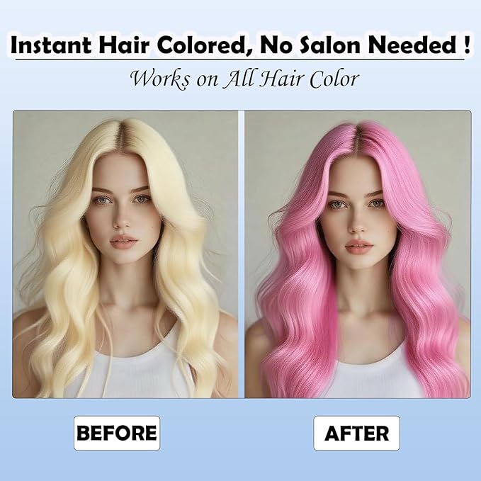 Pink Hair Dye, Hair Color Spray for Women and Kids, Washable Pink Hair Spray, Temporary, One-Time Use, Non-Sticky Root Touch Up, Natural Hair Color Wax for Party, Cosplay, Halloween, Christmas (pink)