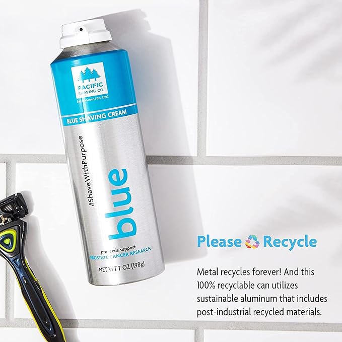 Pacific Shaving Company Blue Shaving Cream - Foaming Colorful Shaving Cream - Hydrating, Redness Reducing + Irritation Free Shave Cream (7 Oz)