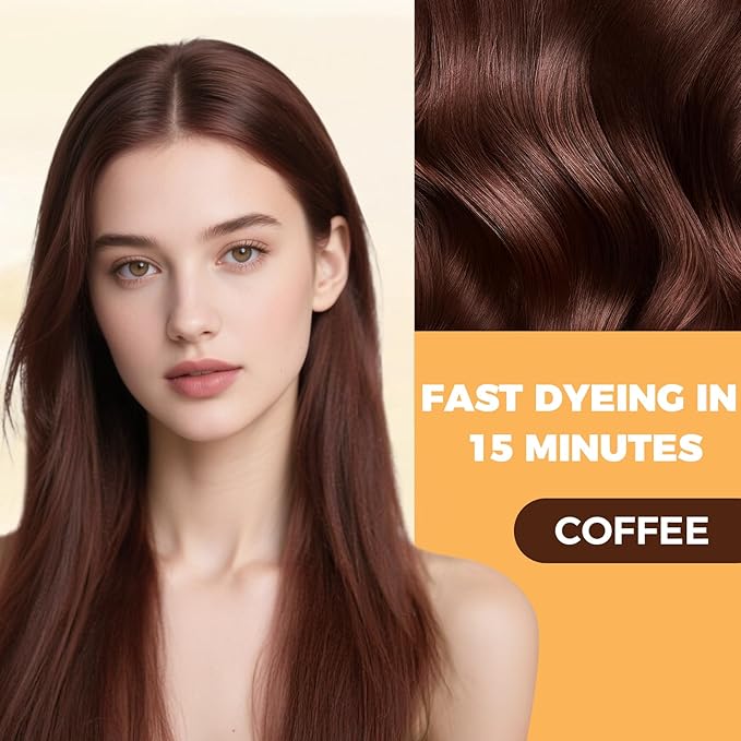 Coffee Hair Dye Shampoo 3 in 1 for Gray Hair Coverage, Hair Color Shampoo for Women Men, Herbal Ingredients Instant Champu Para Canas (16.9 Oz)