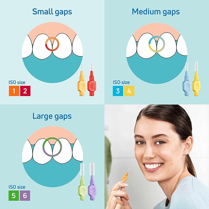 TePe Interdental Brush Extra Soft, Supersoft Dental Brush for Teeth Cleaning, Pack of 8, 0.45 mm, Extra-Small/Small Gaps, Orange, Size 1