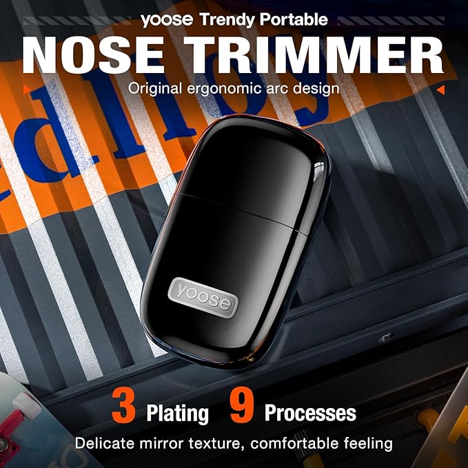 yoose Alloy Nose Hair Trimmer, Portable Nose Hair Trimmer for Men Women, Rechargeable, Washable Nose Trimmer, Detachable Head, Easy to Clean, Travel Size, Dual Edged Blades, Painless Trimming, Black