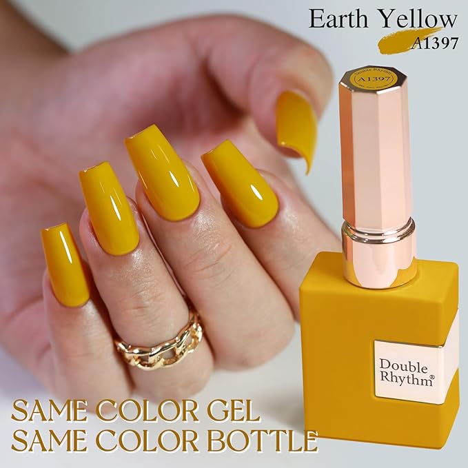 Double Rhythm 15ML Gel Polish Pure Sheer Same Color Same Bottle Soak Off Gel Polish Nail Art Manicure Salon DIY at Home for Women (Yellow-A1397)