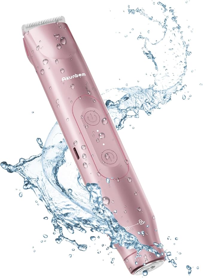 Bikini Trimmer for Women - 2 in 1 Electric Razors for Women - Dual Head Electric Shaver - IPX7 Waterproof Wet & Dry Use Body Hair Trimmer and Facial Hair Remover for Bikini Underarm Leg Arm