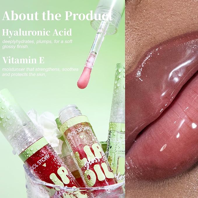 8 Pack Hydrating Glow Lip Oil Makeup Set for Women, Moisturizing Lip Gloss with Glow Finish, Long Lasting Nourishing Lip Care Fat Oil Lip Drip, Sweet Candy Scent (8 COLORS)