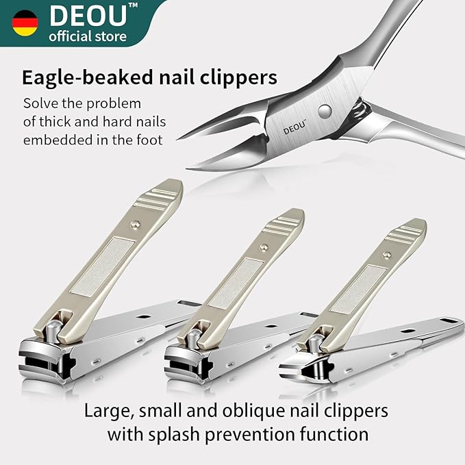 DEOU Manicure Sets Nail Clippers Stainless Steel Manicure and Pedicure kit Girls Professional Nail Files and Men's Grooming Scissors Tools for Home Personal Care or Gifts (Pink)