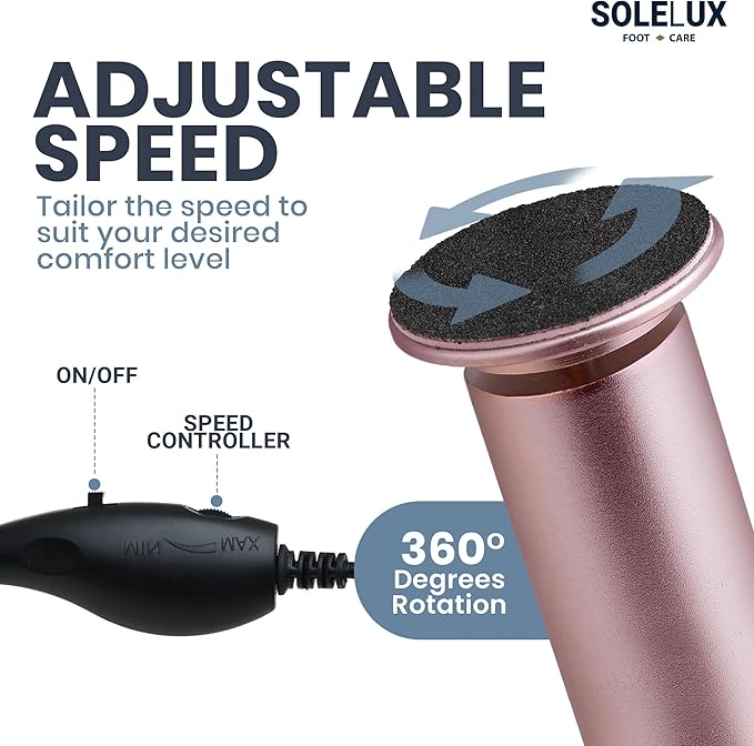 Upgraded 2025 Electric Foot File – Callus Remover for Women & Men with Adjustable Speed, 60 Sanding Pads & Dead Skin Exfoliation – at-Home Pedicure Tool for Dry, Cracked Feet (Pink)