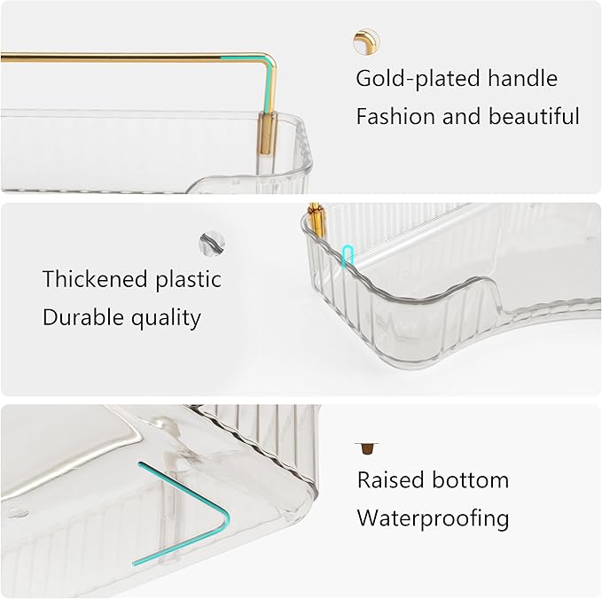 YCIA&DONE Corner Bathroom Counter Organizer, Makeup Organizer for Vanity, Skincare Cosmetic Perfume Tray, Corner Countertop Shelf Rack Storage for Bathroom Kitchen 2 Tiers (Clear White)