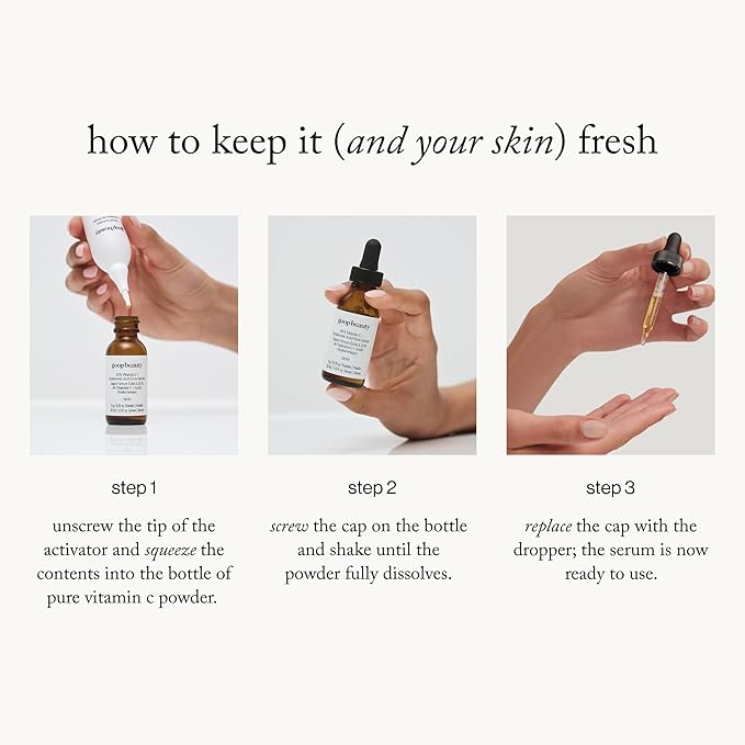 goop Beauty 20% Vitamin C + Hyaluronic Acid Serum | Improves Tone, Texture, & Hydration | L-ascorbic Acid and Hyaluronic Acid | Paraben and Silicone Free | 1 fl oz