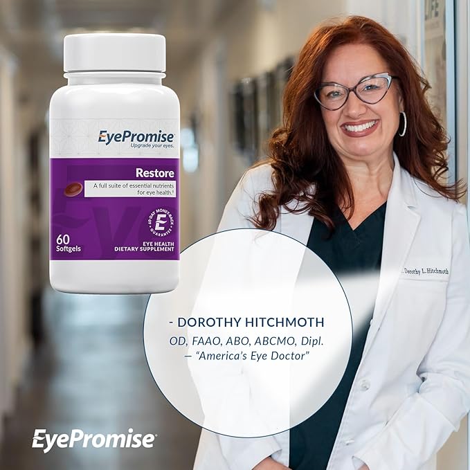 EyePromise Restore Eye Health Supplement - 60 Softgels, 30-Day Supply - Omega 3 Supplement with Zeaxanthin, Lutein, Fish Oil, EPA, DHA & Vitamins for Eye Health