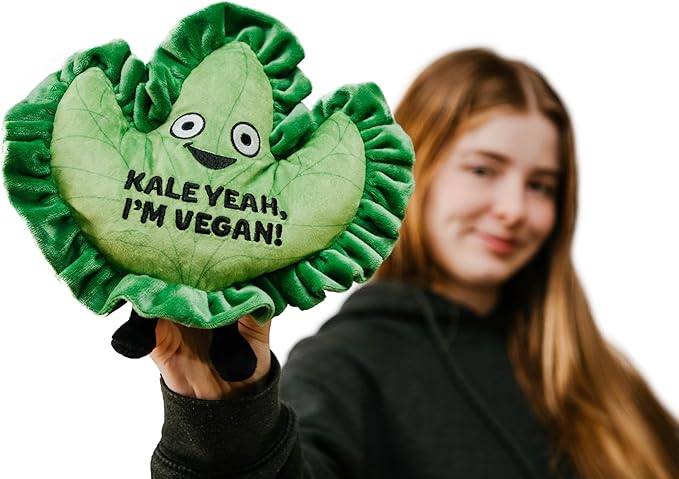Punchkins Kale Plushie - Kale Yeah, I'm Vegan Funny Kale Plush, for Vegans, Cute Food Plushie for Gifting