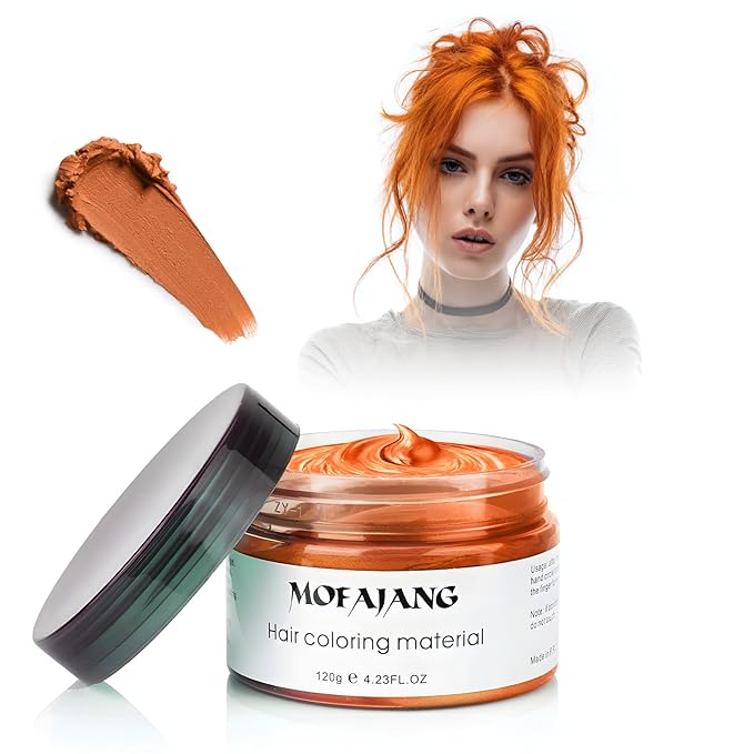 Orange Temporary Hair Color Wax - SOVONCARE Washable Hair Dye for Men & Women, All-Day Hold Disposable Hair Styling Clays for Party, Cosplay & Daily 4.23 oz