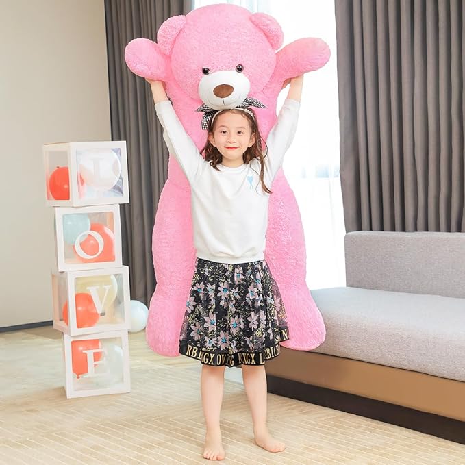 Giant Pink Teddy Bear 45 inch Stuffed Animals Plush Toy, Cute Life Size Big Soft Bear for Boy Girl Birthday Valentine Mother's Day, 4.5 LBs