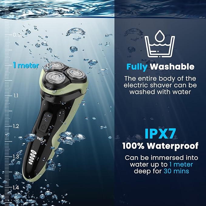 SweetLF Electric Razor for Men with Pop-Up Trimmer, IPX7 Waterproof Electric Shaver, Rechargeable Cordless Shavers for Men, Type-C, 120Mins Runtime, Plug & Play