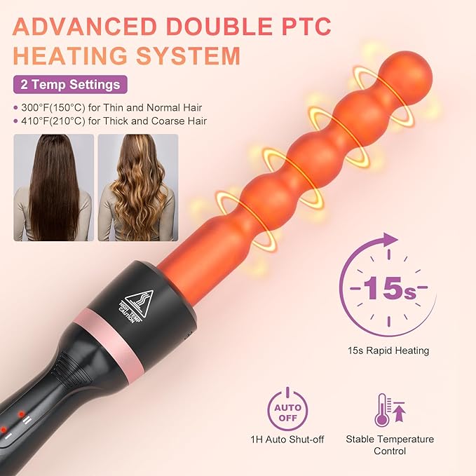 5 in 1 Curling Wand Set, Sixriver Hair Curling Iron with Curling Thermal Brush&4 Interchangeable Ceramic Curling Wand(0.4”-1.25”), Long Lasting Curls, Fast Heating Hair Wand Curler with Glove&2 Clips