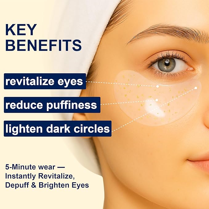 Lunara Under Eye Patches 28 Pairs, 5-Min Energizing Hydrogel Eye Masks with Caffeine Vitamin C Peptides Niacinamide, Refreshing Tired Eye, Includes Two Bonus Eye Serums, Luxury Spa Gifts for Women