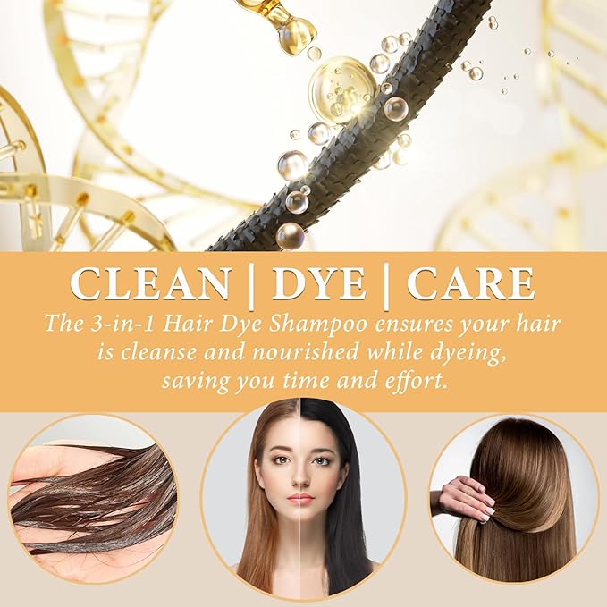 Natural Black Hair Dye Shampoo 3 in 1, Hair Instant Dye Shampoo to Cover Gray Hair for Women Men, Herbal Black Shampoo Hair Dye 500ML, Magic Coloring Shampoo for Painting Hair, Shampoo Para Canas