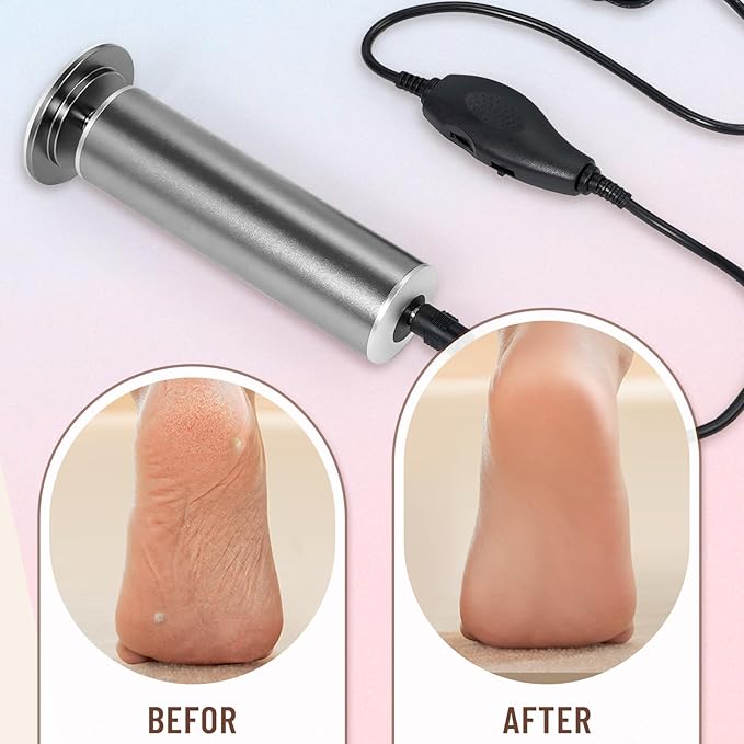 Dermawave Electric Foot File Callus Remover for Feet, Professional Foot Scrubber Sander Grinder for Dead Skin Cracked Heel, Pedicure Tool with 60 Sandpaper Discs for Men & Women