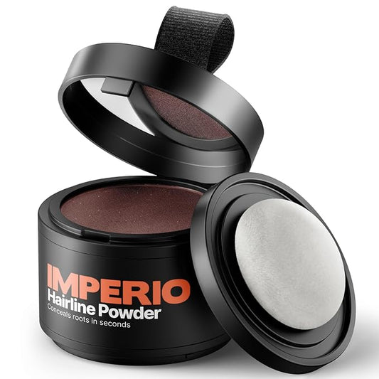 IMPERIO Root Touch Up Hair Powder for Concealing Hair Loss instantly - Hairline Powder for Women & Men - Water resistant Root Cover Up for Thinning Hair in Premium Hairdressing Quality (Dark Red)