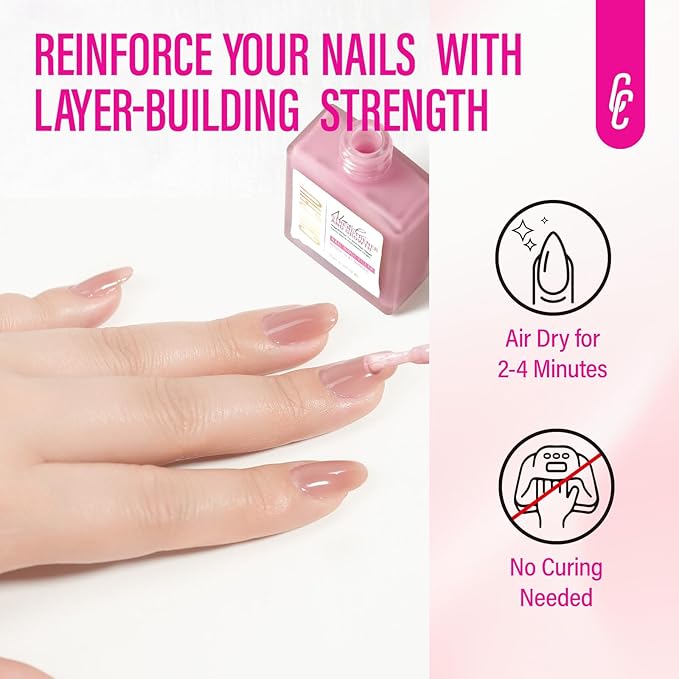 Nail Strengthener for Women: 8 in 1 Natural Nail Hardener Extra Strong and Growth - Dusty Peach Nail Polish Hardener Ridge Filler Concealer for Weak and Damaged Nails 15ml