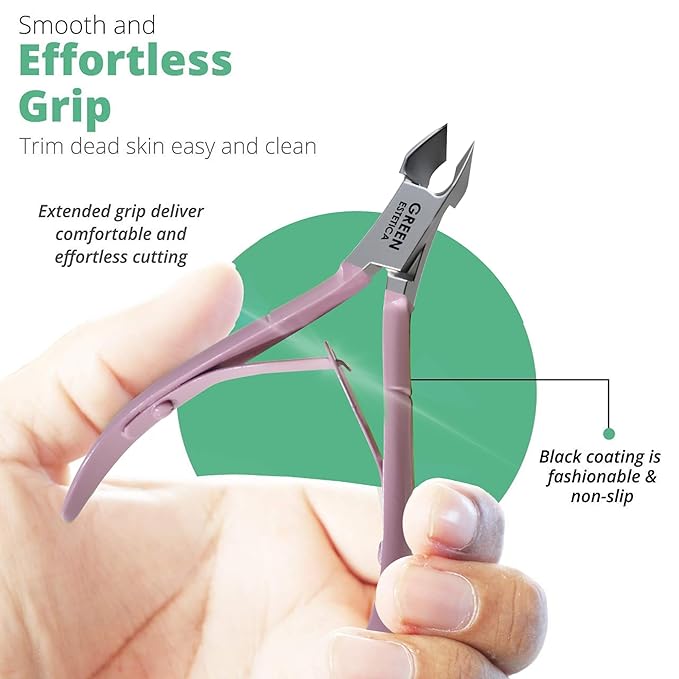 Professional Cuticle Trimmer Nail Cuticle Cutter Stainless Steel Cuticle Nippers with Sharp Blades of Cuticle Remover Clippers Manicure Tools Double Spring for Nail Care Pedicure Nail Tools (Rose)