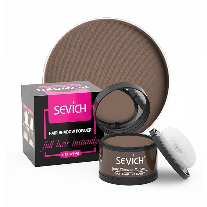 Sevich Hairline Powder,Instantly Conceals Hair Loss, Root Touch up Powder, Hair Shadow Toppers for Women & Men, Touch Up for Thinning Gray Hair, Windproof & Sweatproof,Medium brown