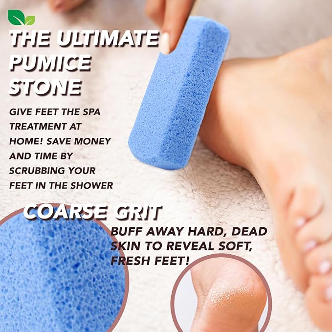 Earth & I Foot Stone Pumice 2 Grits, 2ct, Heel Exfoliator for Feet, Pumice Stone Feet, Heel Scrubber, Pedicure Callus Remover, Pumice Sponge for feet, feet Scrubber, feet Dead Skin Remover, Foot File