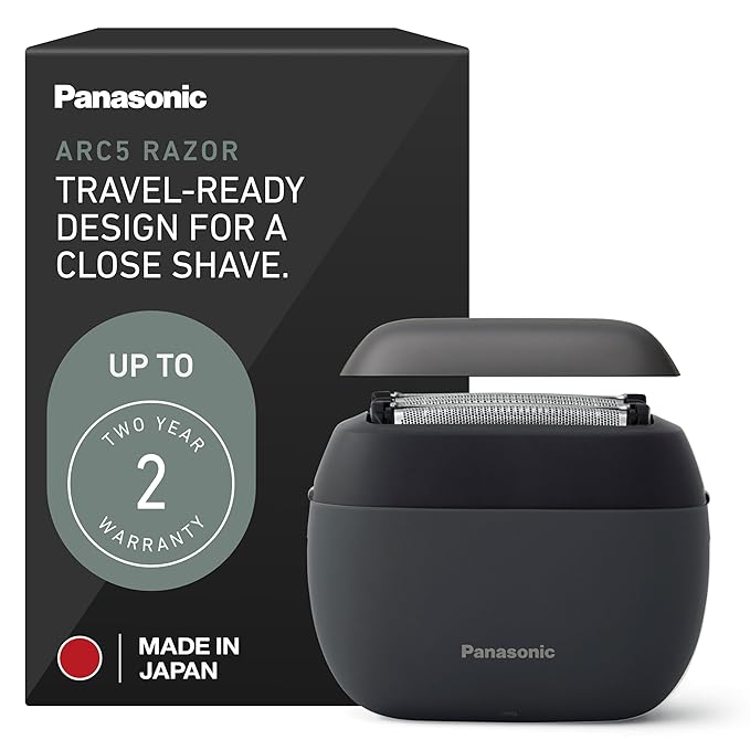 Panasonic ARC5 Palm-Sized Electric Razor, Handheld Luxury Compact Travel Shaver with 5-Blade Cutting System and USB-C Charging, Wet/Dry - ES-PV3A-K
