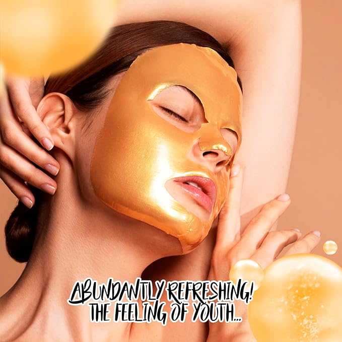 24 K Gold Collagen Face Sheet Mask (15 PCS) - Collagen Anti-Aging Korean Face Sheet Mask for All Skin Types - Facial Sheets of Luxury with Collagen (24K Gold)