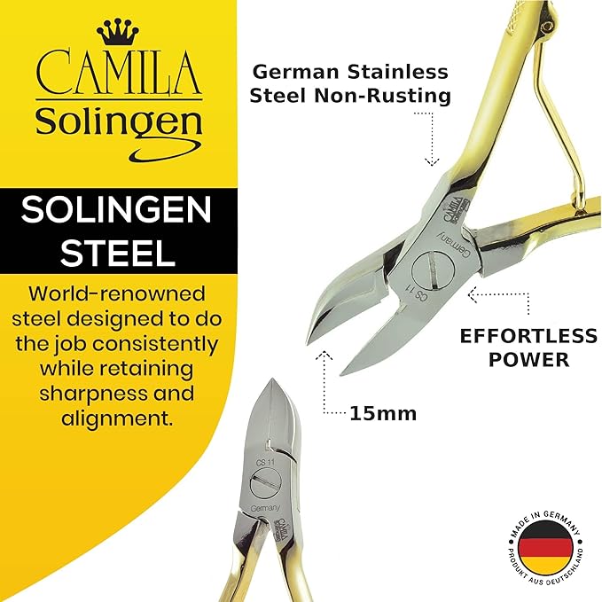 CS11-CS18 Professional 4" Fingernail Toenail Nipper/Clipper/Cutter Manicure and Pedicure Heavy Duty Precision Super Sharp Curved Stainless Steel 15mm Blade Solingen Germany