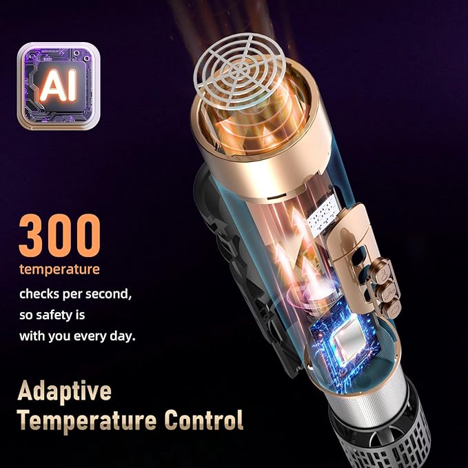 6 in 1 Hot Air Brush & Hair Dryer–High-Speed Hair Dryer Brush with Auto Wrap Curlers, Hot Air Styler Wrap Fast Drying & Frizz-Free Styling, No Heat Damage, Volumizing with Travel Bag