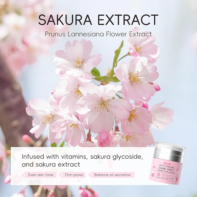 LAIKOU Japan Sakura Dark Spot Remover for Face, Dark Spot Corrector, Day & Night Face Cream Helps Reduce Dark Spots, Fine Lines for Women All Skin Types 50g / 1.76oz.