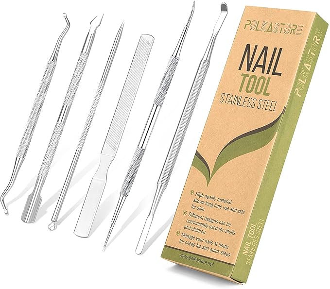 6-Pack Ingrown Toenail File and Lifters, Professional Surgical Stainless Steel Ingrown Toenail Removal Tool Kit, Manicure Treatment Pedicure Tools for Feet Under Nail Cleaner Correction Polish Pain