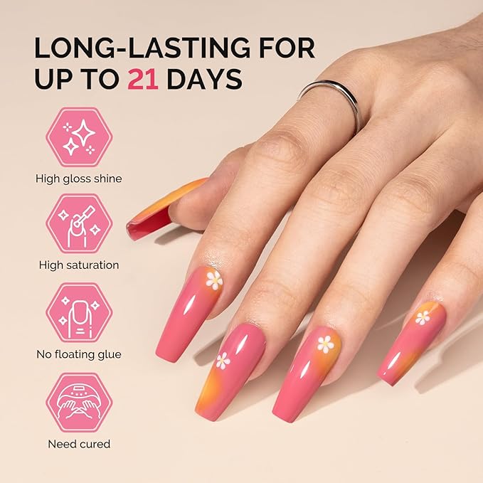 MelodySusie Fleurwee Plant Based Gel Nail Polish, Hema Free Light Rose Pink Nail Polish, Soak Off UV LED Gel Polish Gift for Women 21 Non Toxic Long Lasting Nail Art Manicure Salon DIY at Home B1604