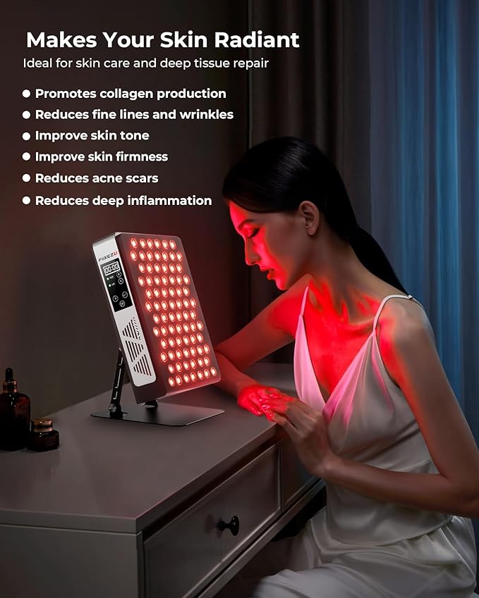 2025 Advanced Red Light Therapy for Face and Body 78 Dual Chip LEDs 460nm-880nm Near Infrared Light Therapy Panel,Adjustable Brightness (20-100%),Time(5-30 min) Red Light Therapy for Home Office & Gym