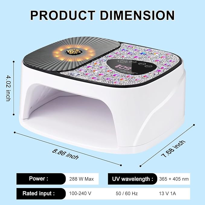 LIMEGIRL UV LED Nail Lamp Kit for Gel Polish Professional Fast Curing White Dryer Light Set with 4 Timer Settings Cordless Rechargeable Nail Art Cure Machine with UV Gloves for Manicure Pedicure